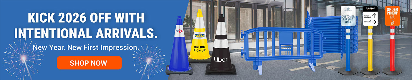 Kick off 2026 with intentional arrivals using custom traffic cones, barriers, and signage from Traffic Cones For Less. Designed to guide traffic, organize pickup zones, and create strong first impressions.