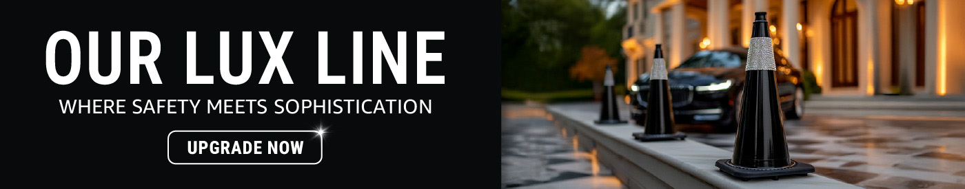 Discover the exclusive LUX Line from Traffic Cones For Less where safety and wayfinding meet sophistication. Premium cones, delineators, signage, and display solutions designed for elevated arrivals and branded environments.