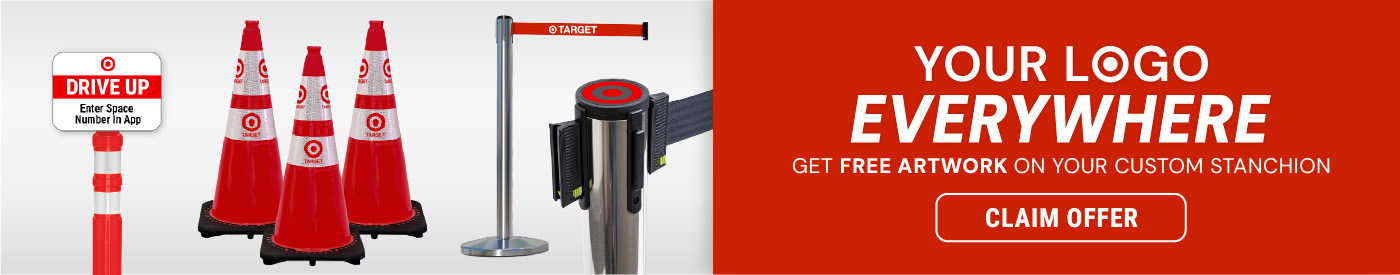 Did you know custom stanchion banner from Traffic Cones For Less featuring custom color belts branded toppers and logo stanchions with a Customize and Shop call to action