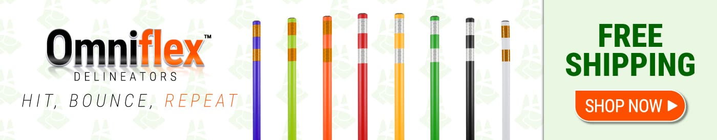 ​OmniFlex Delineators are flexible, high-visibility posts designed to guide traffic and enhance safety in various environments. They are engineered to withstand impacts and quickly return to their original position