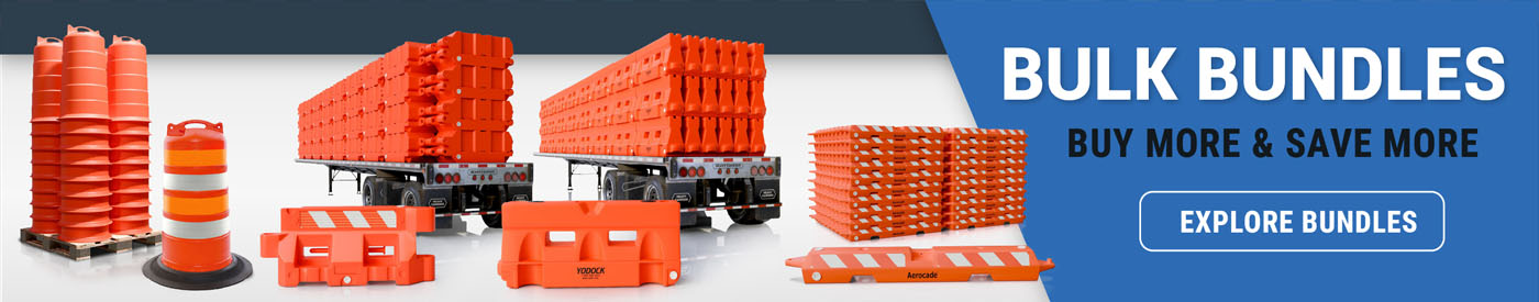 Safety barricades with reflective panels, plastic construction, and customizable branding options