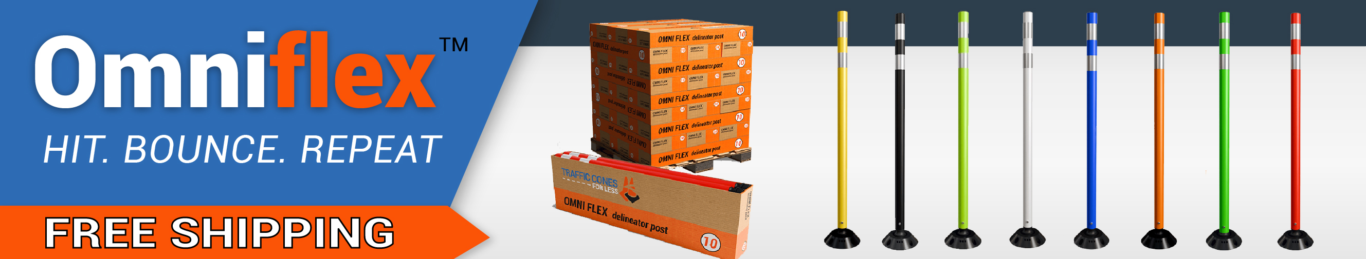 ​Omniflex Delineators are flexible posts designed to guide traffic and enhance safety