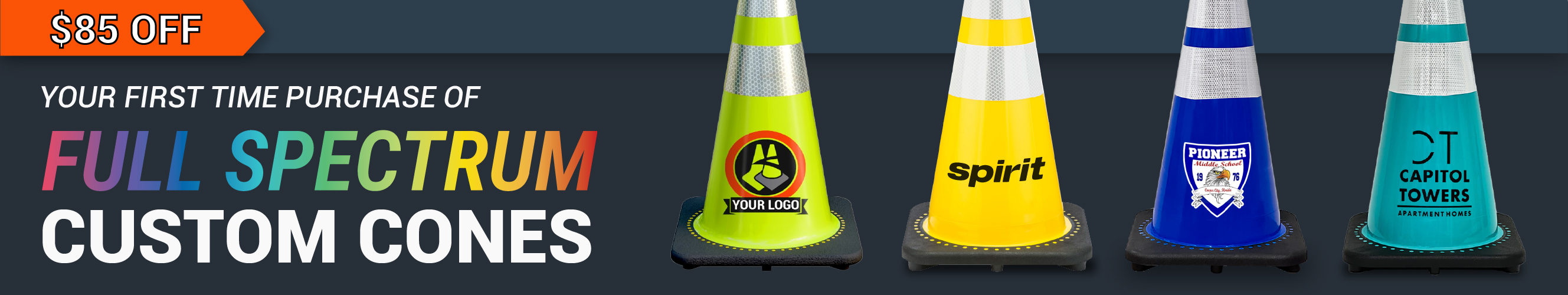 $85 off first time purchases with waived set-up fee on custom cones