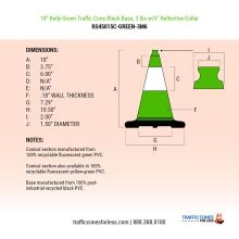 18 inch Kelly Green Traffic Cone w/3 lb Black Base -3