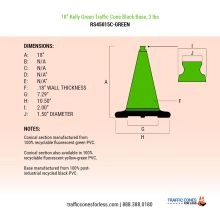 18 inch Kelly Green Traffic Cone w/Black Base - 3