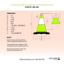 18 inches Lime Green Traffic Cone w/Black Base Dimensions - 1