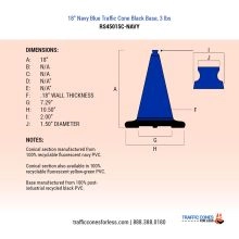 18 inch Navy Blue Traffic Cone w/Black Base - 2