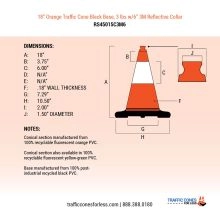 18 inch Orange Traffic Cone Dimensions