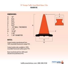 18 inch Orange Traffic Cone w/3 lb Black Base - 3