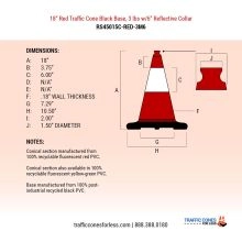 18 inch Red Traffic Cone w/Black Base - 2