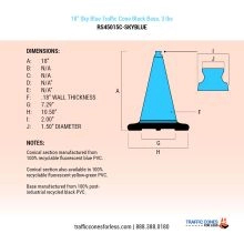 18 inch Sky Blue Traffic Cone w/Black Base - 4