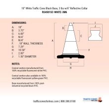 18 inch White Traffic Cone w/3 lb Black Base - 4