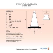 18 inch White Traffic Cone w/3 lb Black Base - 4