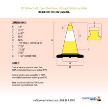 Yellow Traffic Cone w/Reflective Collar - 4
