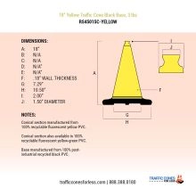 18 inch Yellow Traffic Cone w/Black Base - 4