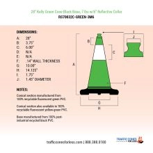 28 inch Kelly Green Traffic Cone w/7 lb Black Base - 3
