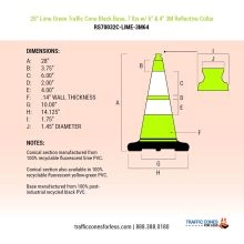 28 inch Lime Green Drop Zone Traffic Cones - 2