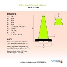 28 inch Lime Green Traffic Cone w/Black Base - 2