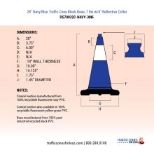 28 inches Navy Blue Traffic Cone w/Black Base - 3