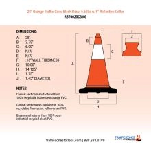 28 inch Orange Traffic Cone w/5.5 Black Base - 5