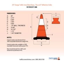 28 inch Orange Traffic Cone w/Black Base - 1