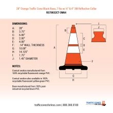 Orange Traffic Cone w/Reflective Collars - 4