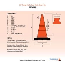 28 inch Valet Traffic Cone w/Black Base - 3