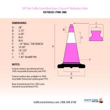 28 inches Pink Traffic Cone w/Black Base - 4