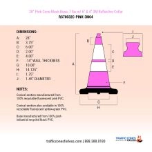28 inch Pink Traffic Cone w/7 lb Black Base - 1