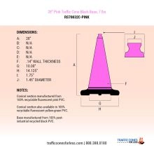 28 inch Pink Traffic Cone w/Black Base - 2