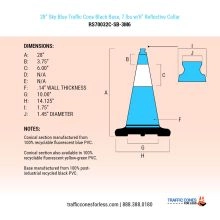 28 inch Blue Traffic Cone w/Black Base - 2