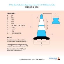 28 inch Sky Blue Traffic Cone w/Black Base - 2