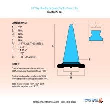 28 inch Blue Traffic Cone w/Black Base - 2