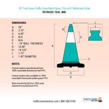 28 inch Teal Green Traffic Cone 7 lb Black Base - 3