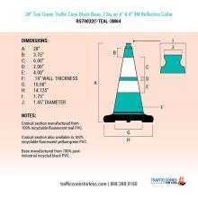 28 inch Teal Traffic Cone w/Color Artwork - 2