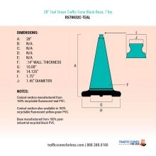 28 inch Teal Green Traffic Cone - 3