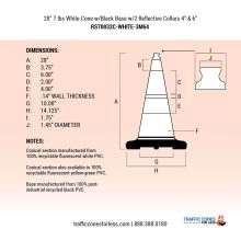 28 inch White Traffic Cone w/Black Base - 2
