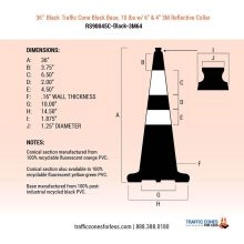 36 inch Black Traffic Cone w/Color Artwork - 2