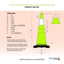 36 inch Lime Green Traffic Cone 10 lb Base - 1