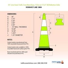 36 inch Lime Traffic Cone w/Color Artwork - 2