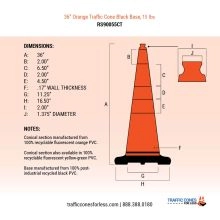 36 inch Orange Traffic Cone - 3