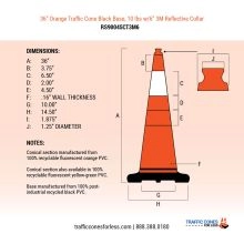 36 inches Orange Traffic Cone w/Black Base - 4