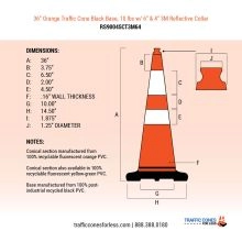 36 inches Orange Traffic Cone w/Black Base - 1