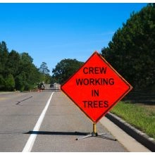 Roll Up Traffic Sign In Action