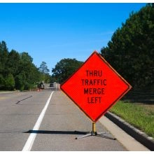 Roll Up Traffic Sign In Action