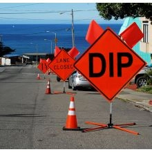 Roll Up Traffic Sign In Action