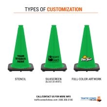 18 inch Kelly Green Traffic Cone w/Black Base - 2