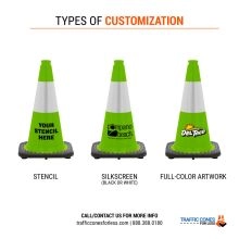 Custom 18 inches Lime Green Traffic Cone w/Black Base - 1