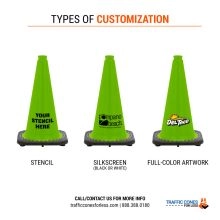 Custom 18 inch Lime Green Traffic Cone w/Black Base - 4