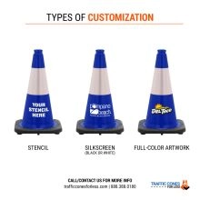18 inch Navy Blue Traffic Cone w/Black Base - 1